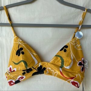 Yellow Tropical Pattern Bikini Top